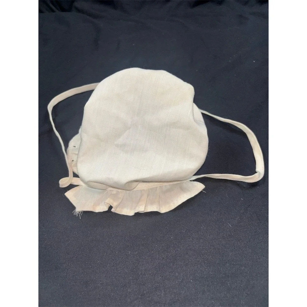 Snowie Soft Baby Bonnet Unisex White Eyelet Lace Ruffle Brim‎ Chin Ties heirloom